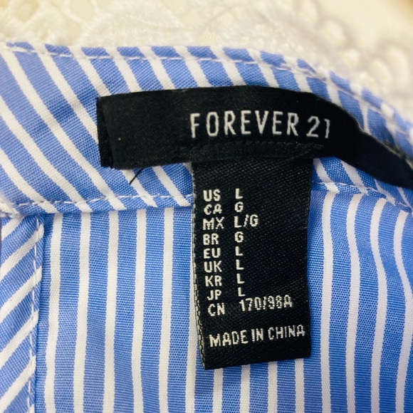 Forever 21 - Blue & White Striped Crochet Lace Top - Picture 6 of 7